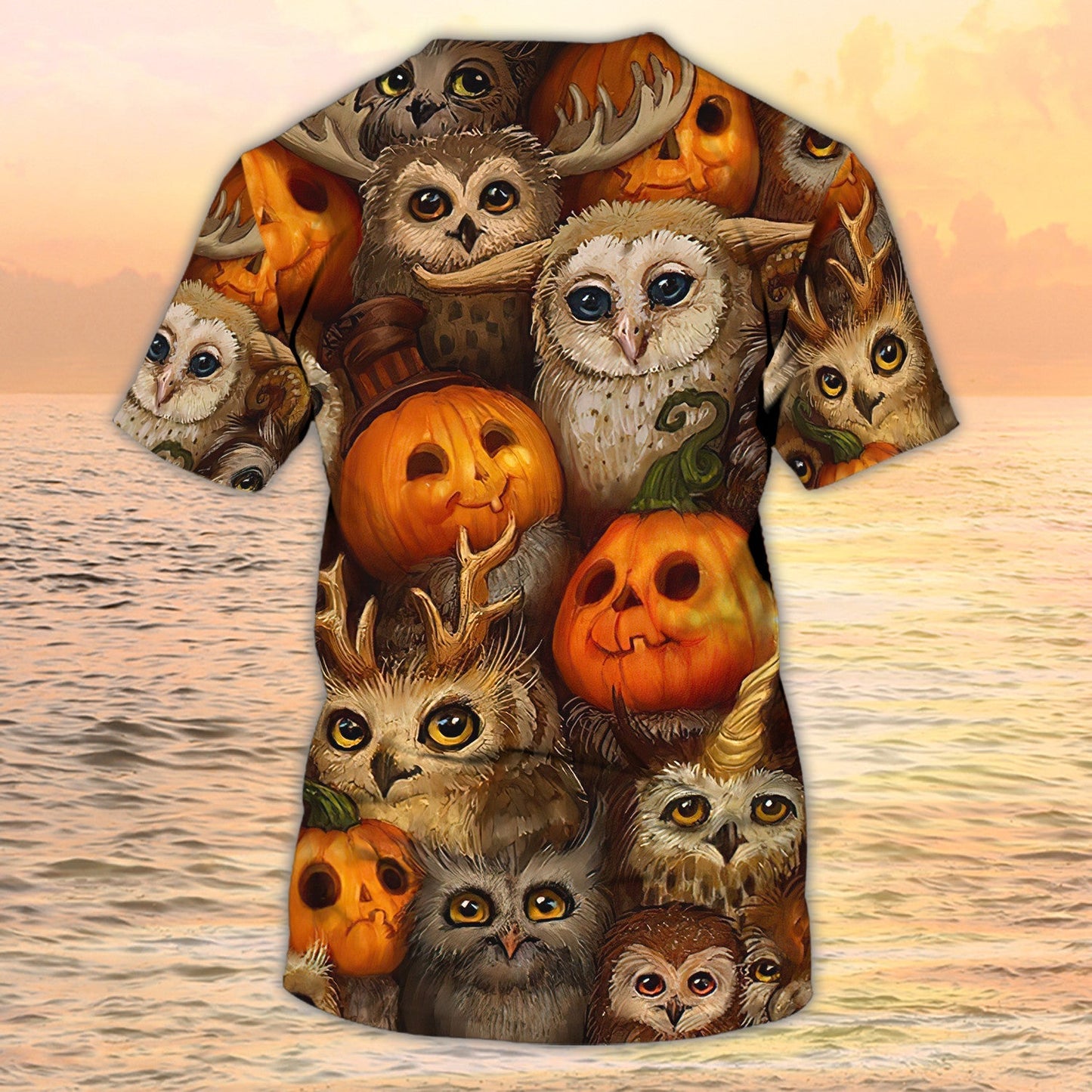 Owl Halloween Shirts 3D All Over Printed Owl And Pumpkin Halloween T Shirt TO1976