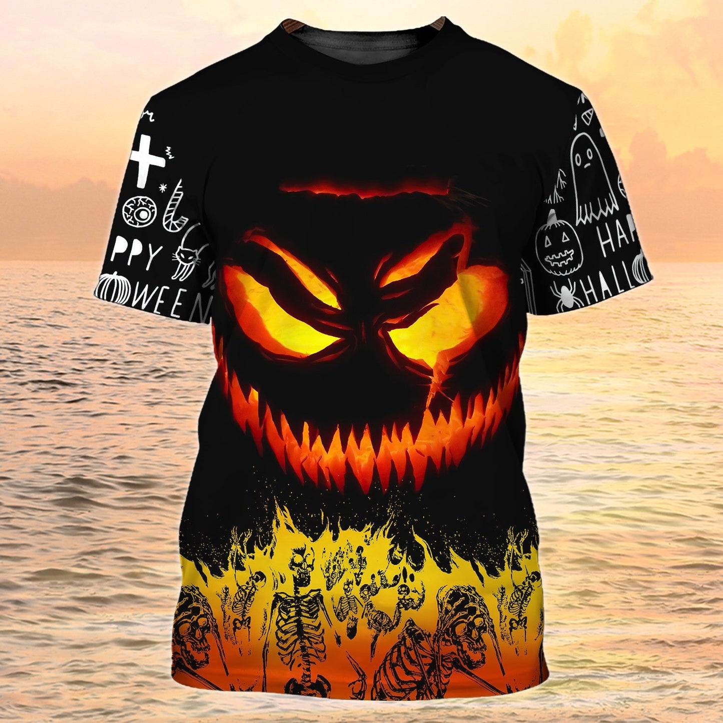 3D All Over Print Black Shirt Halloween Pattern Halloween Skeleton Tshirt Men Women TO1949