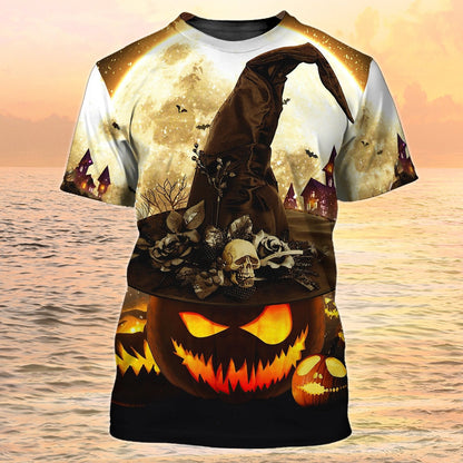 3D Skull Halloween On Pumpkin Shirt Halloween 3D T Shirt Men Women TO1983