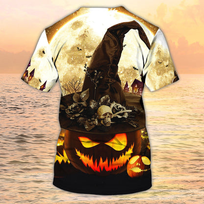 3D Skull Halloween On Pumpkin Shirt Halloween 3D T Shirt Men Women TO1983