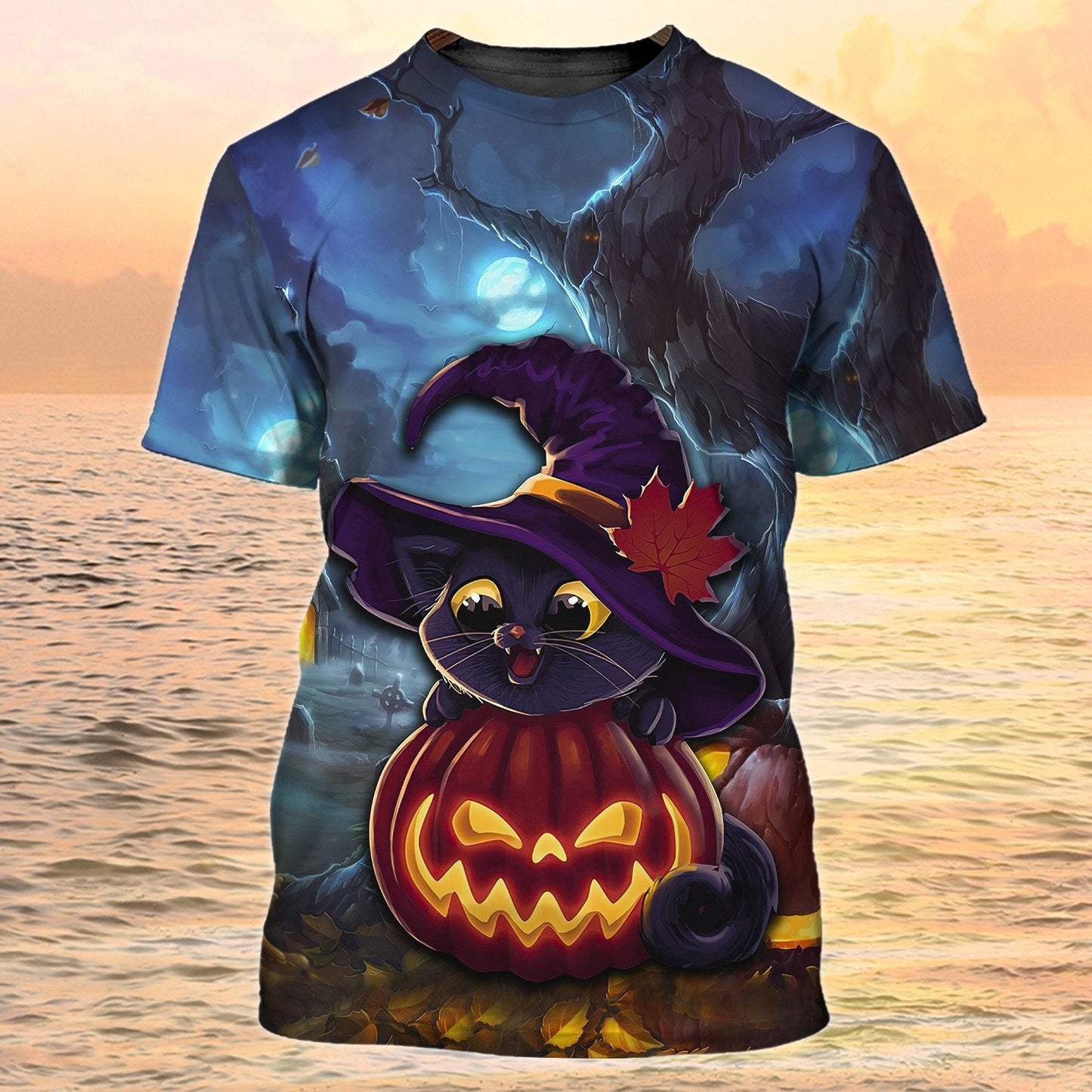 Cute Cat Halloween Night Shirt Halloween Shirt For Cat Lover Halloween Gift For Her TO1984