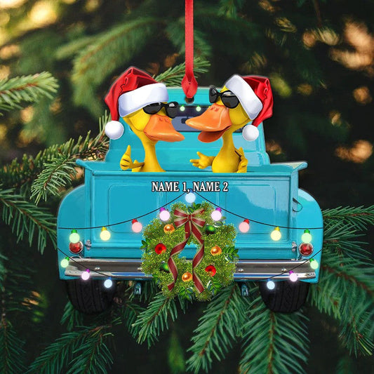 Pickup Truck Christmas Ornament - Personalized Duck Christmas Ornament - Gift For Couple OO2872