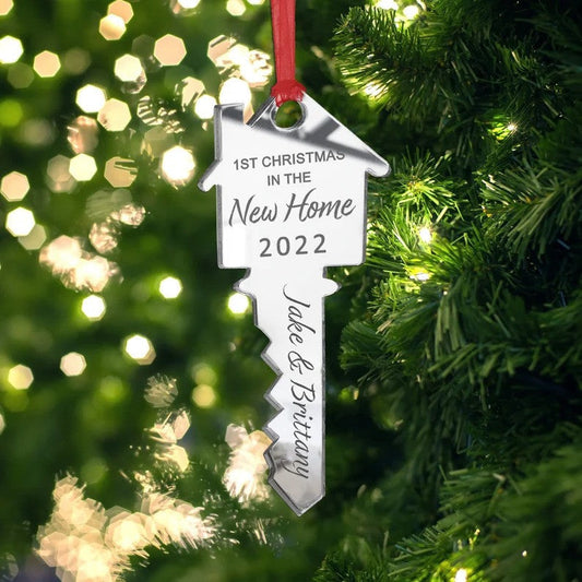 Christmas in New Home Custom Key Bauble Couple Name for Husband and Wife OO2866
