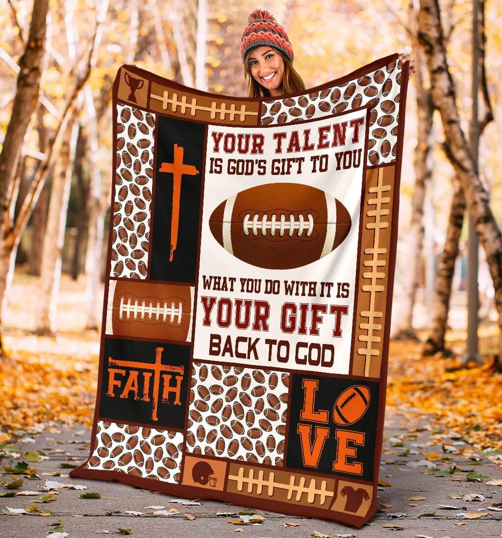 American Football Blanket Gift For Son From Dad Mom They Whispered To Him Football Blanket BD0003