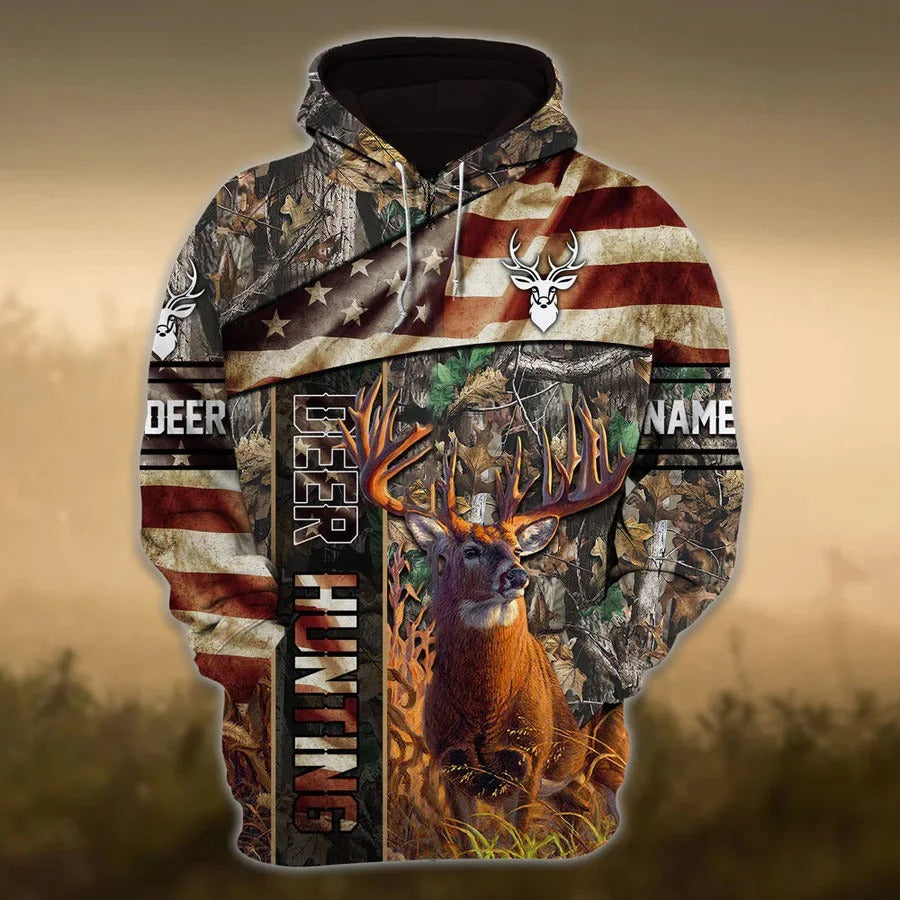 American Deer Hunting Hoodie 3D Full Print Custom Hunter Hoodie Hunter Winter Clothing SO0454