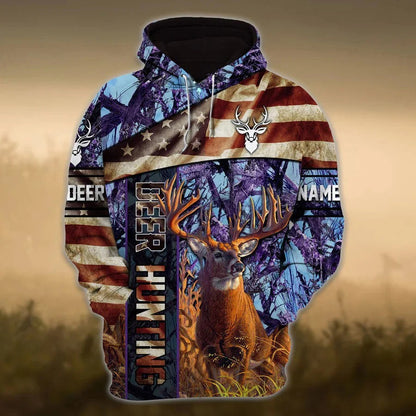 American Deer Hunting Hoodie 3D Full Print Custom Hunter Hoodie Hunter Winter Clothing SO0454