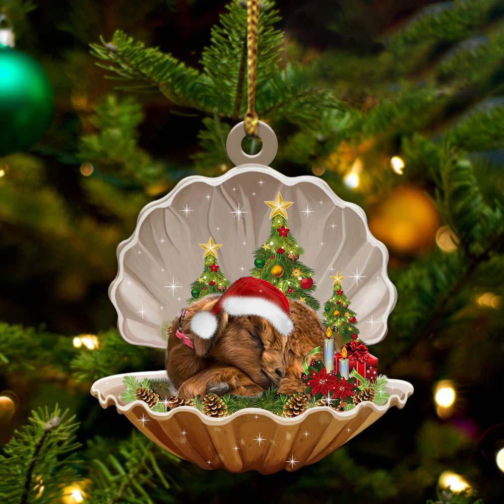 Goat3 Sleeping in Pearl Dog Christmas Ornament Flat Acrylic OO2633