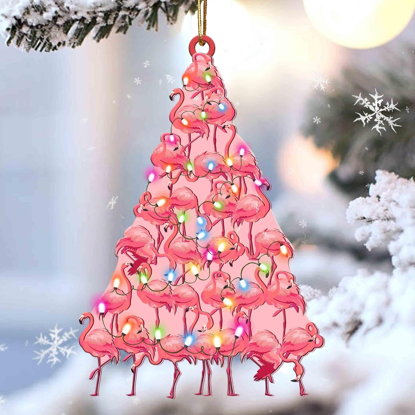 Flamingo Christmas Tree Shaped Ornament For Flamingo Lovers Flat Acrylic Ornament OO2605