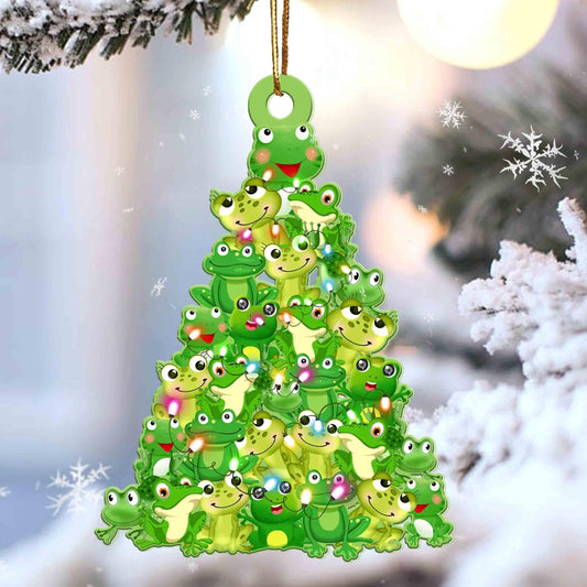 Frog Christmas Tree Shaped Ornament For Frog Lovers Flat Acrylic Ornament OO2603