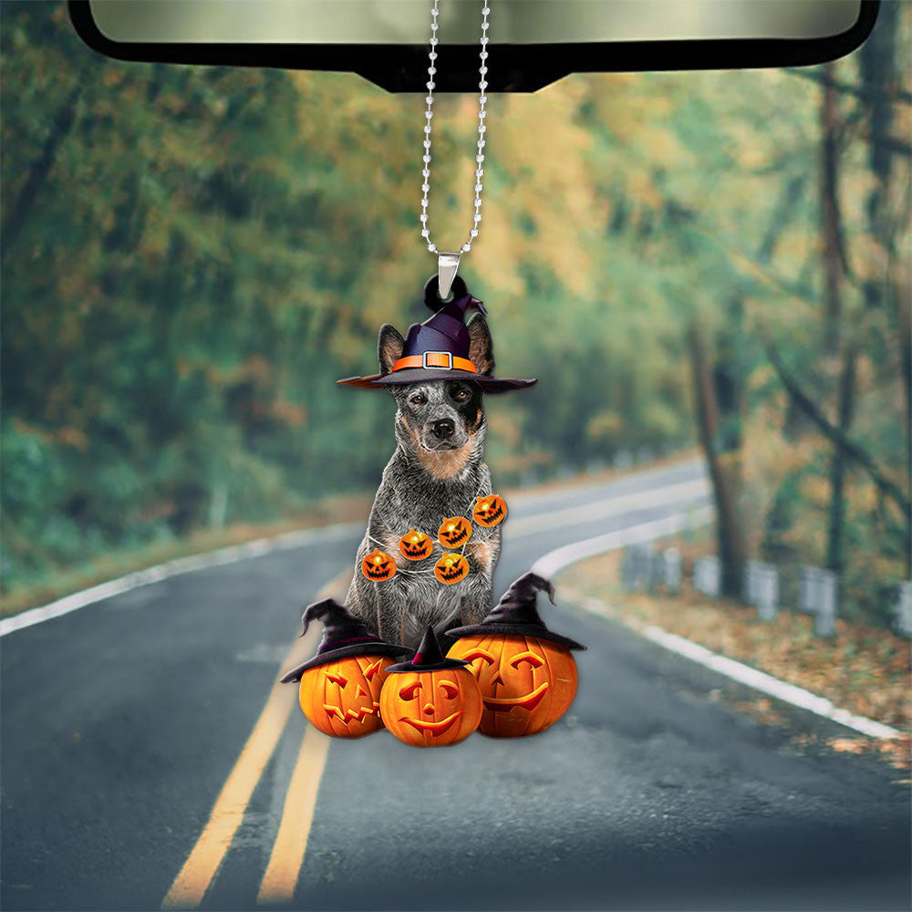 Australian Cattle Dog Halloween Pumpkin Scary Car Ornament OO1276