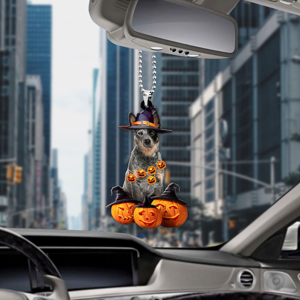 Australian Cattle Dog Halloween Pumpkin Scary Car Ornament OO1276