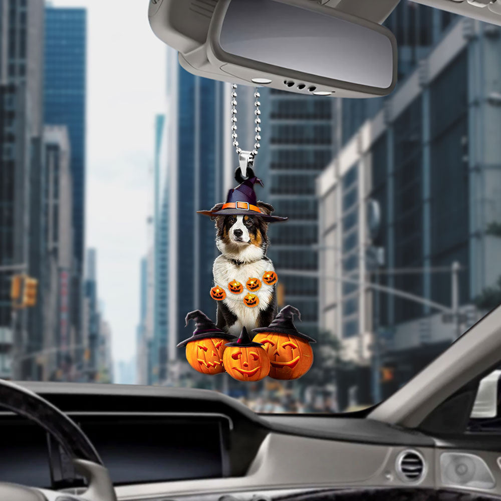 Australian Shepherd Dog Halloween Pumpkin Scary Car Ornament OO1278