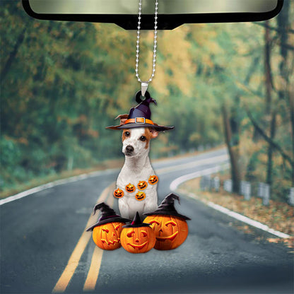 Jack Russell Terrier Dog Halloween Pumpkin Scary Car Ornament OO1307