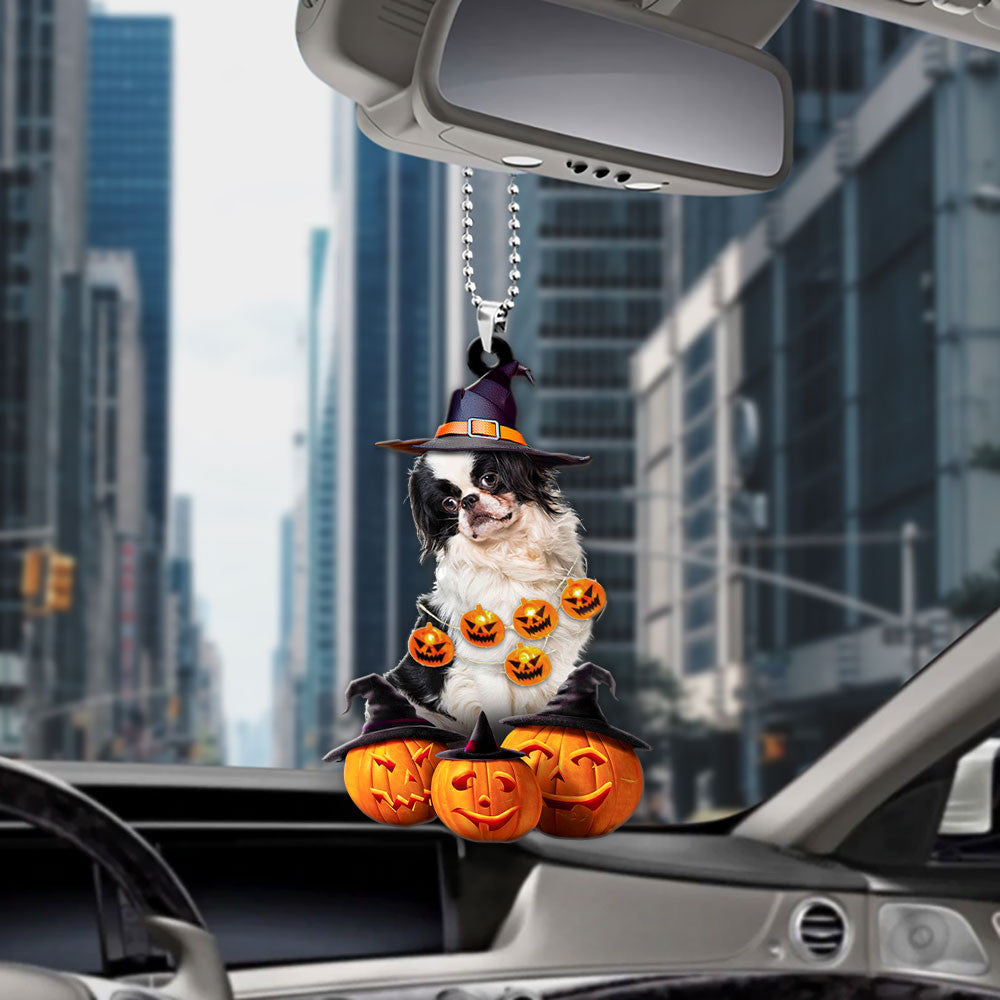 Japanese Chin Dog Halloween Pumpkin Scary Car Ornament OO1309