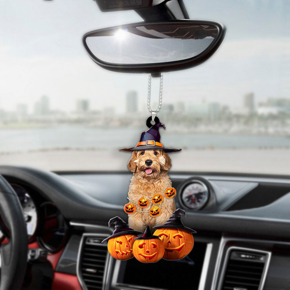 Labradoodle Halloween Pumpkin Scary Car Ornament OO1311