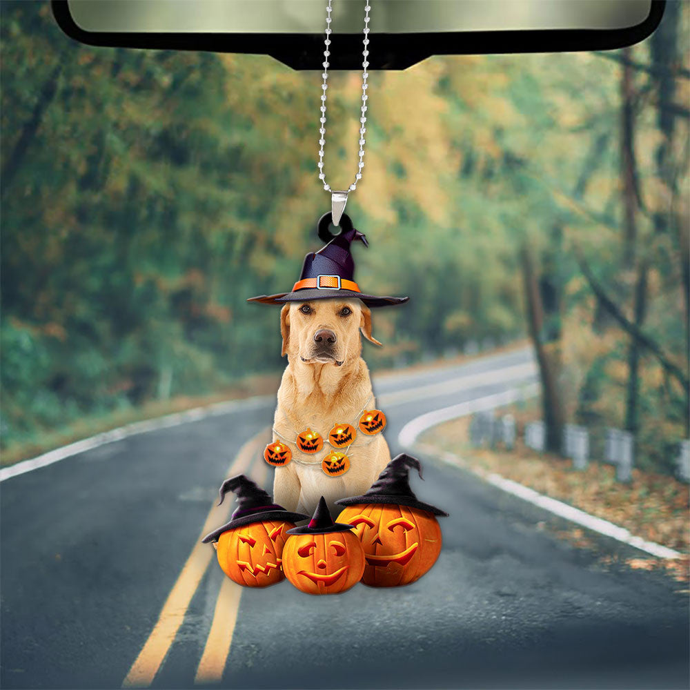 Labrador Retriever Halloween Pumpkin Scary Car Ornament OO1260