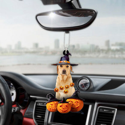 Labrador Retriever Halloween Pumpkin Scary Car Ornament OO1260