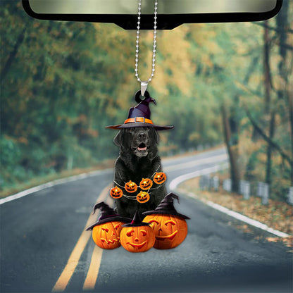 Labrador Retriever (Black) Halloween Pumpkin Scary Car Ornament OO1312