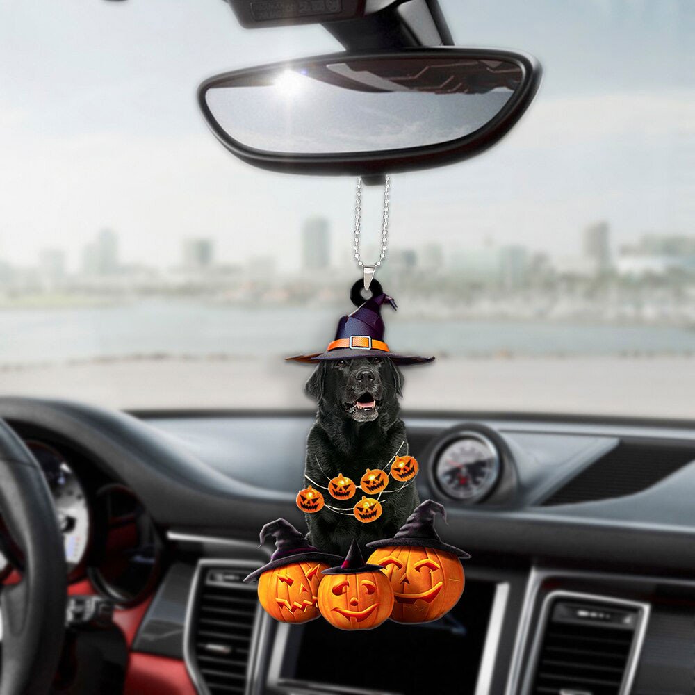 Labrador Retriever (Black) Halloween Pumpkin Scary Car Ornament OO1312