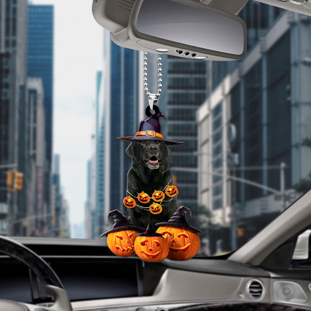 Labrador Retriever (Black) Halloween Pumpkin Scary Car Ornament OO1312