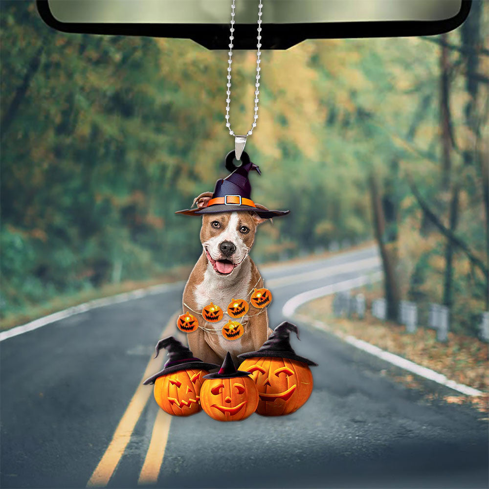 Pitbull Halloween Pumpkin Scary Car Ornament OO1268