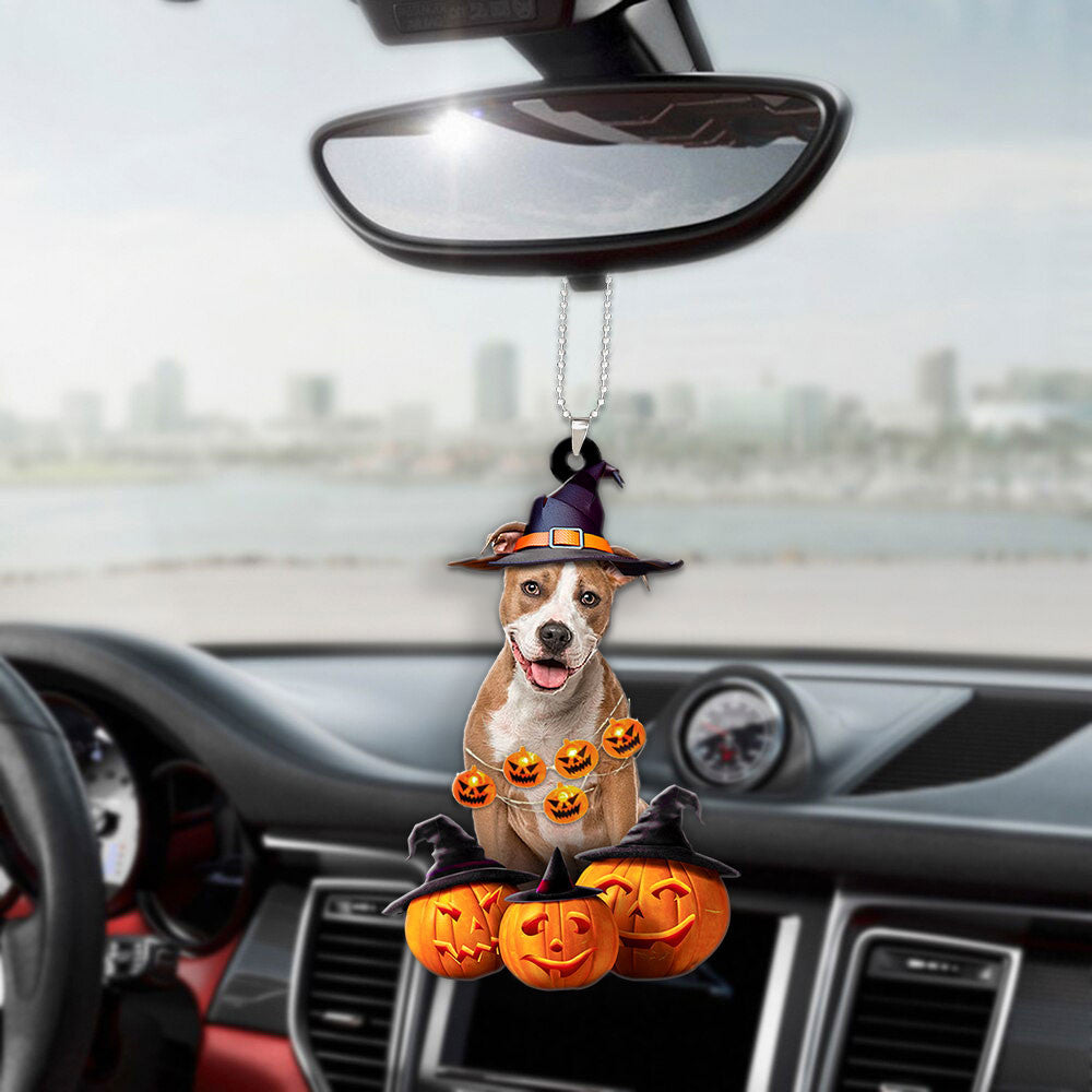 Pitbull Halloween Pumpkin Scary Car Ornament OO1268