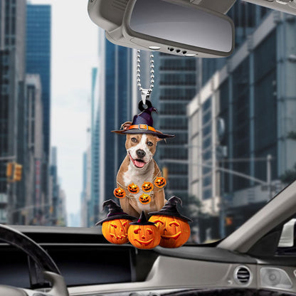 Pitbull Halloween Pumpkin Scary Car Ornament OO1268