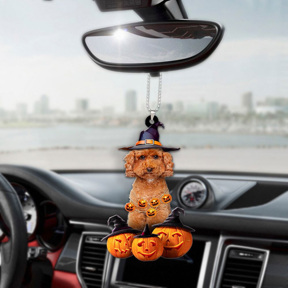 Poodle Halloween Pumpkin Scary Car Ornament OO1270