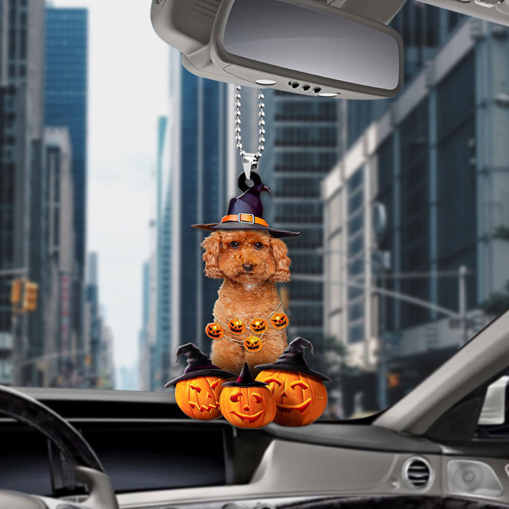 Poodle Halloween Pumpkin Scary Car Ornament OO1270