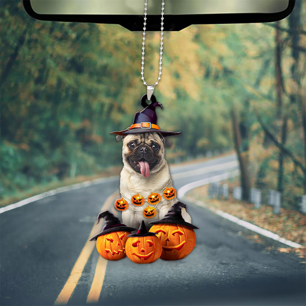 Pug Halloween Pumpkin Scary Car Ornament OO1271