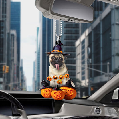 Pug Halloween Pumpkin Scary Car Ornament OO1271