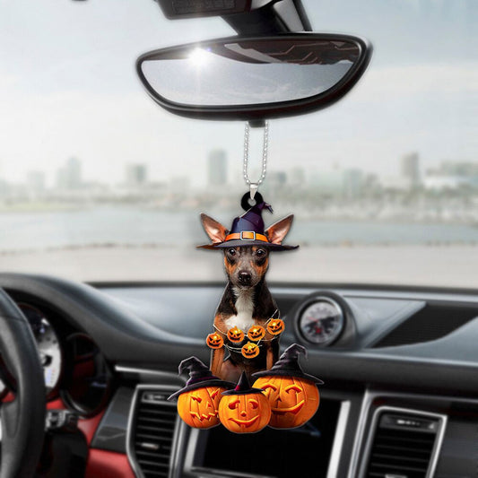 Rat Terrier Halloween Pumpkin Scary Car Ornament OO1322