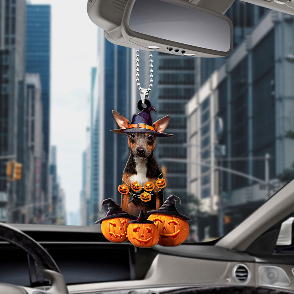 Rat Terrier Halloween Pumpkin Scary Car Ornament OO1322