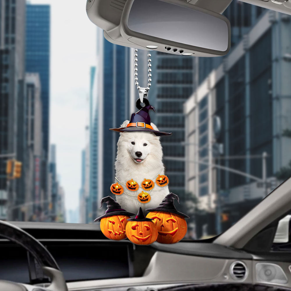 Samoyed Halloween Pumpkin Scary Car Ornament OO1326