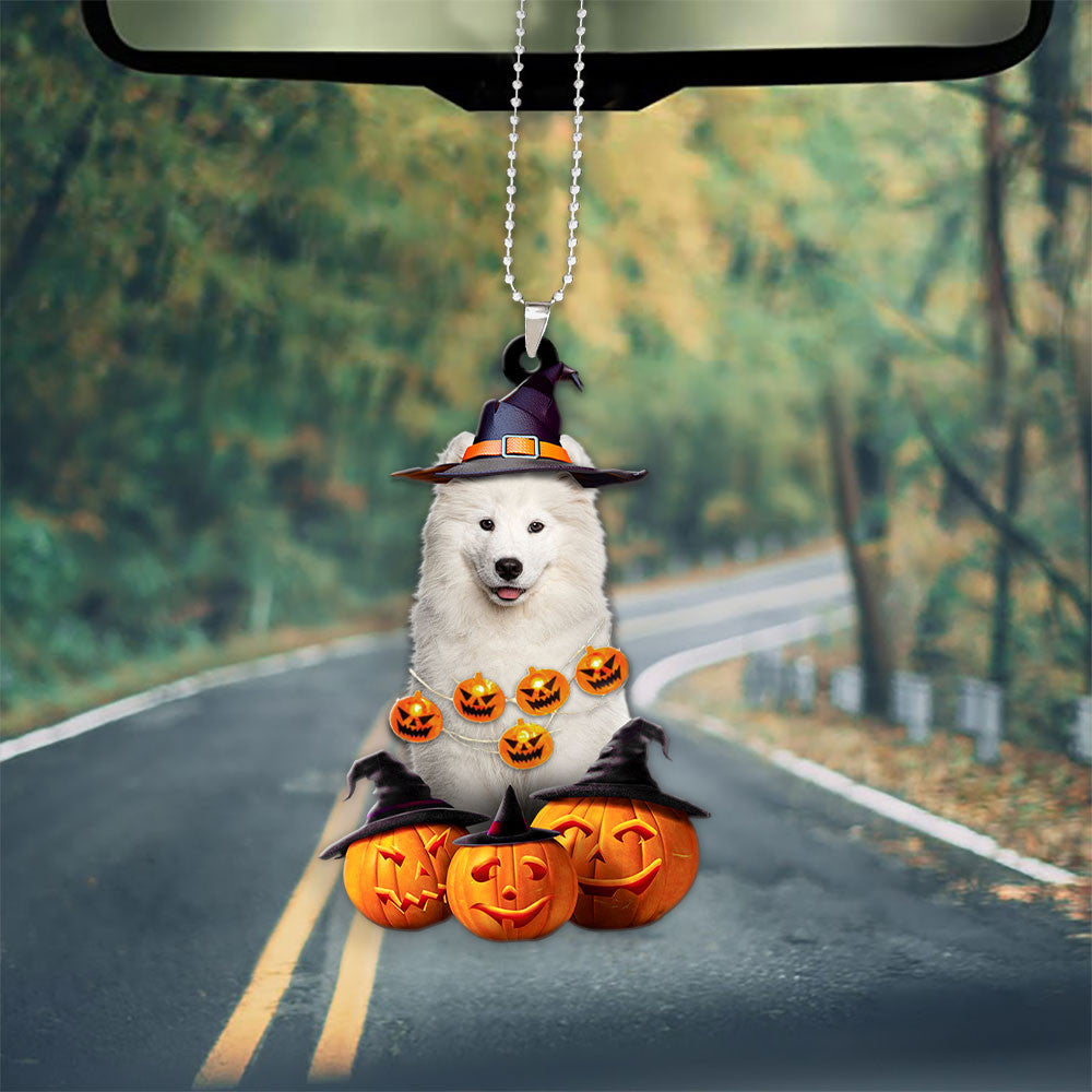 Samoyed Halloween Pumpkin Scary Car Ornament OO1326