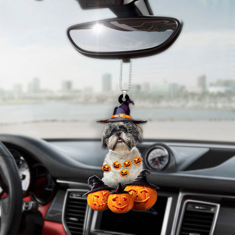 Shih Tzu Halloween Pumpkin Scary Car Ornament OO1329