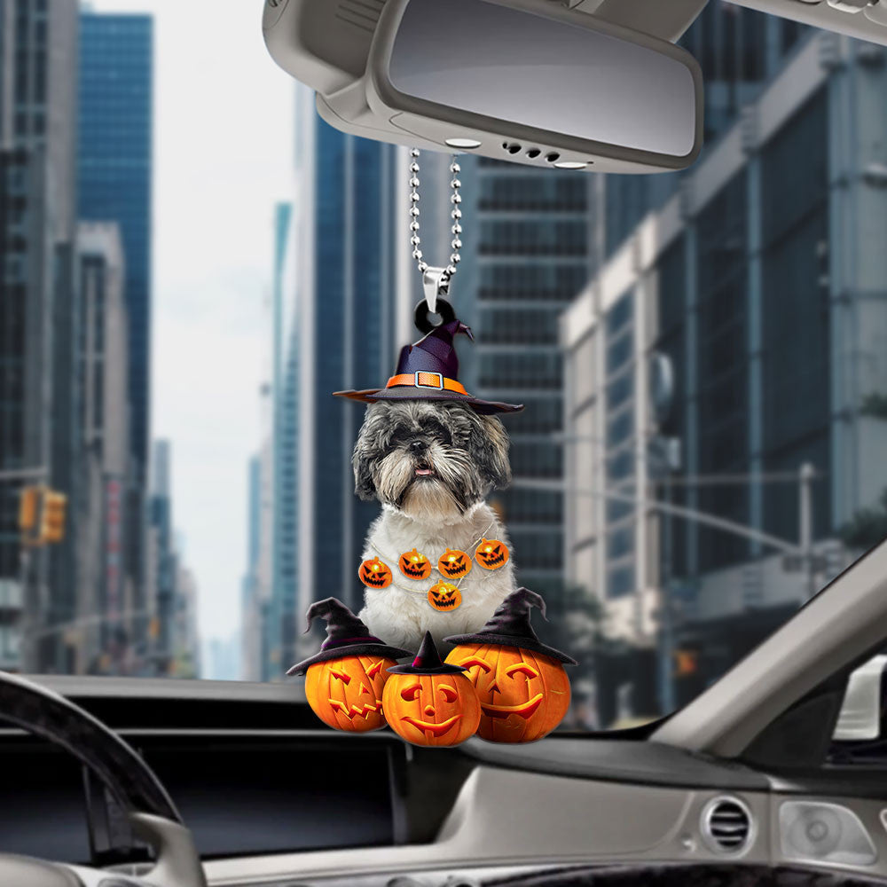 Shih Tzu Halloween Pumpkin Scary Car Ornament OO1329