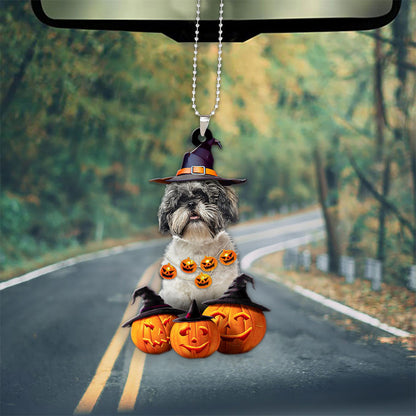 Shih Tzu Halloween Pumpkin Scary Car Ornament OO1329