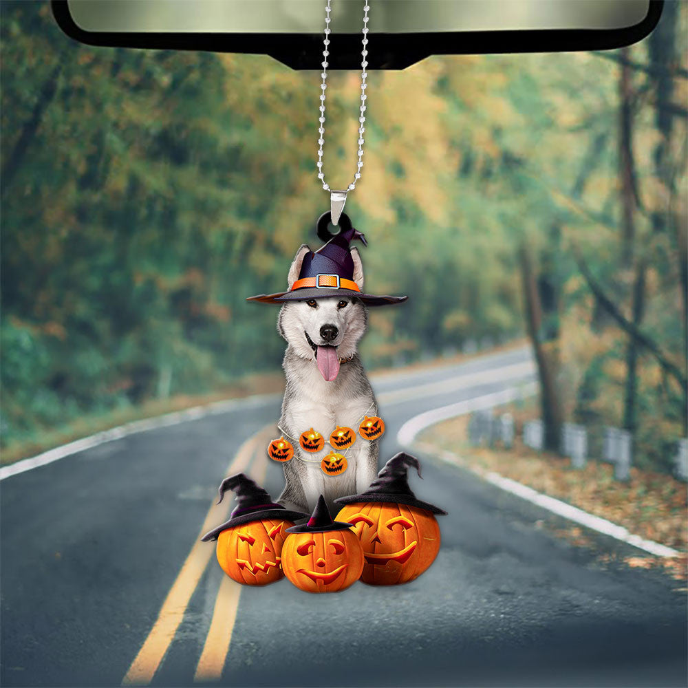 Siberian Husky Halloween Pumpkin Scary Car Ornament OO1330