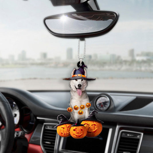 Siberian Husky Halloween Pumpkin Scary Car Ornament OO1330