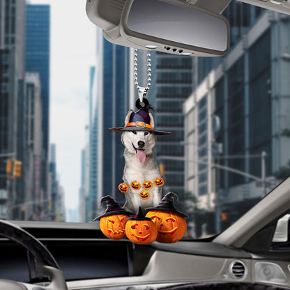 Siberian Husky Halloween Pumpkin Scary Car Ornament OO1330