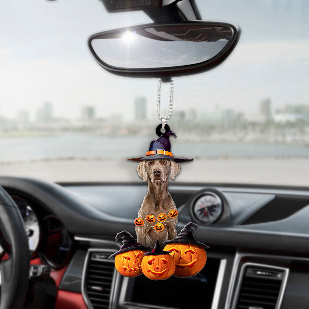 Weimaraner Halloween Pumpkin Scary Car Ornament OO1332