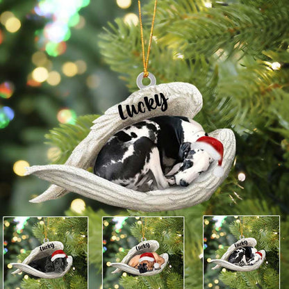 Custom Great Dane Sleeping Angel Christmas Flat Acrylic Dog Ornament Memorial Dog Gift SO1246