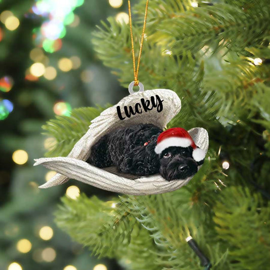 Personalized Black Cockapoo Sleeping Angel Christmas Flat Acrylic Dog Ornament Memorial Dog Gift SO1245