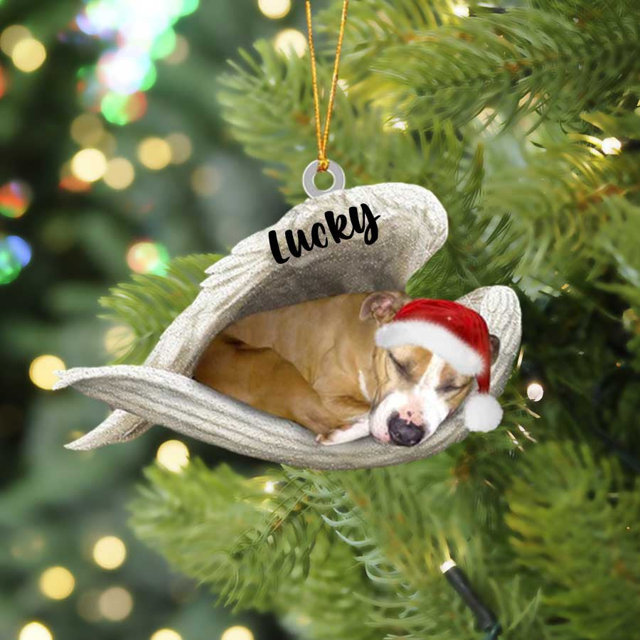 Personalized Staffordshire Bull Terrier Sleeping Angel Christmas Flat Acrylic Dog Ornament Memorial Dog Gift SO1244