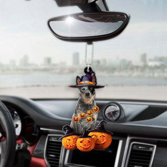 Australian Cattle Dog Halloween Pumpkin Scary Car Ornament OO1276