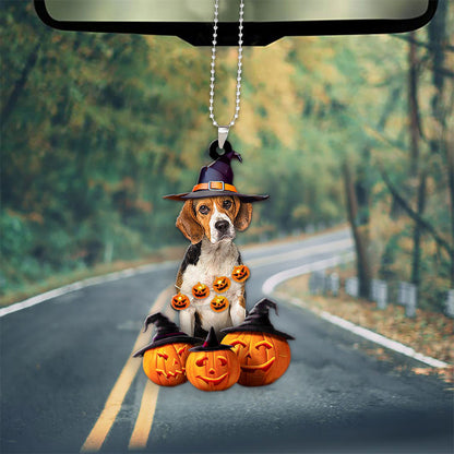 Beagle Dog Halloween Pumpkin Scary Car Ornament OO1263