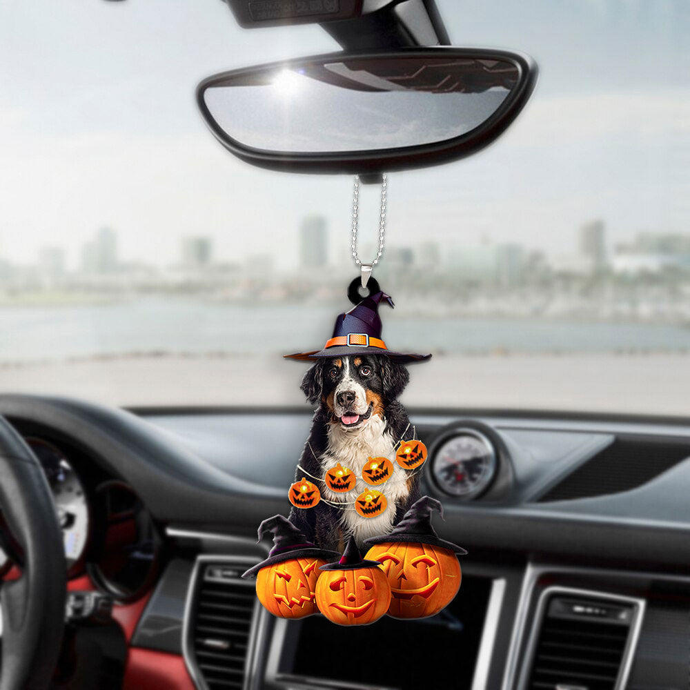 Bernese Mountain Dog Halloween Pumpkin Scary Car Ornament OO1281