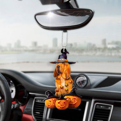 Bloodhound Dog Halloween Pumpkin Scary Car Ornament OO1282