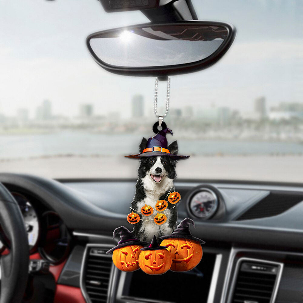 Border Collie Dog Halloween Pumpkin Scary Car Ornament OO1264